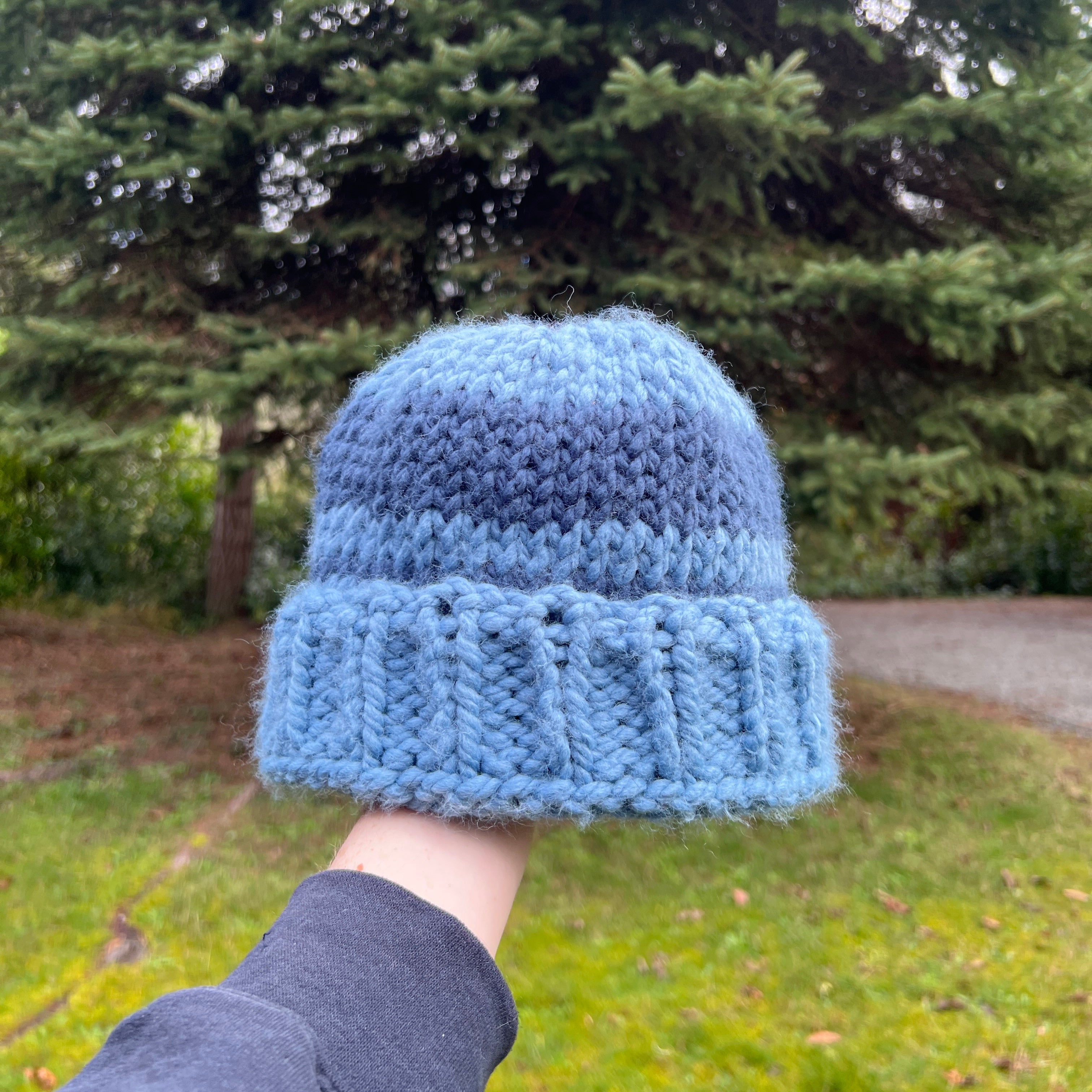 Blue Gradient Knit Beanie