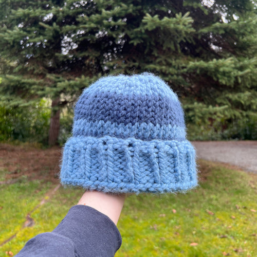 Blue Gradient Knit Beanie