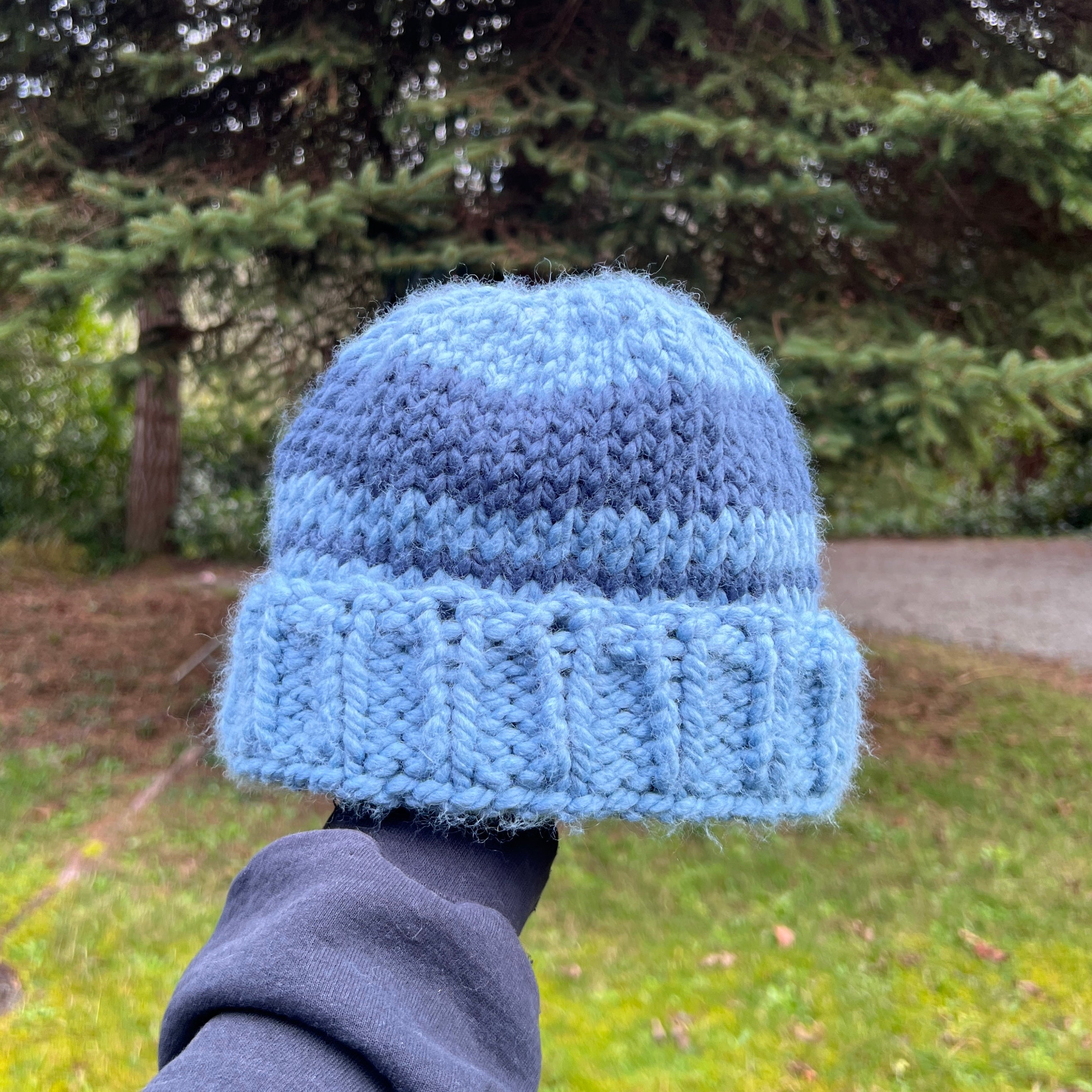 Blue Gradient Knit Beanie